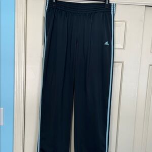 Adidas Women’s Gray track pants with Light Blue Stripes